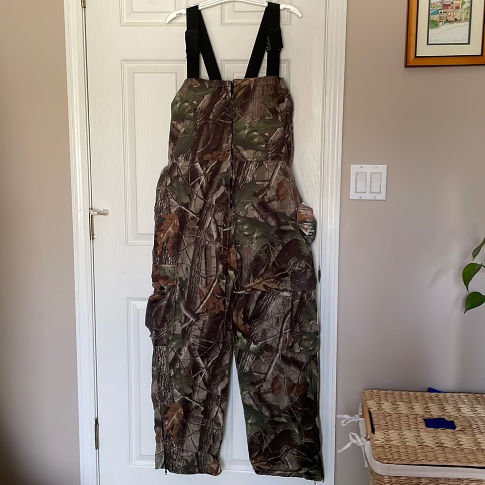Buck Country Camo quilted bib overalls